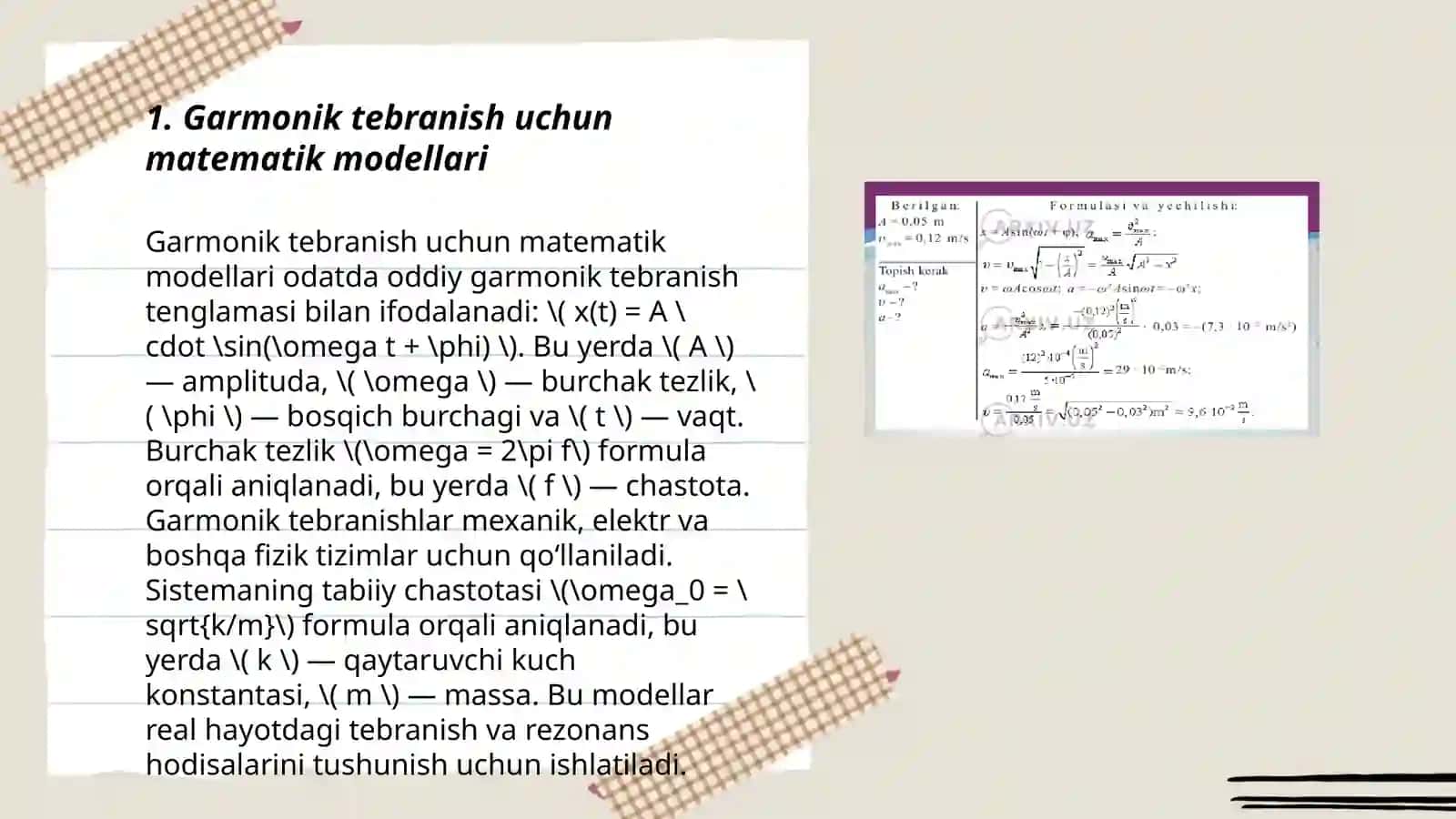 Garmonik tebranishlar tebranishlarni tushuntirish usullari 3