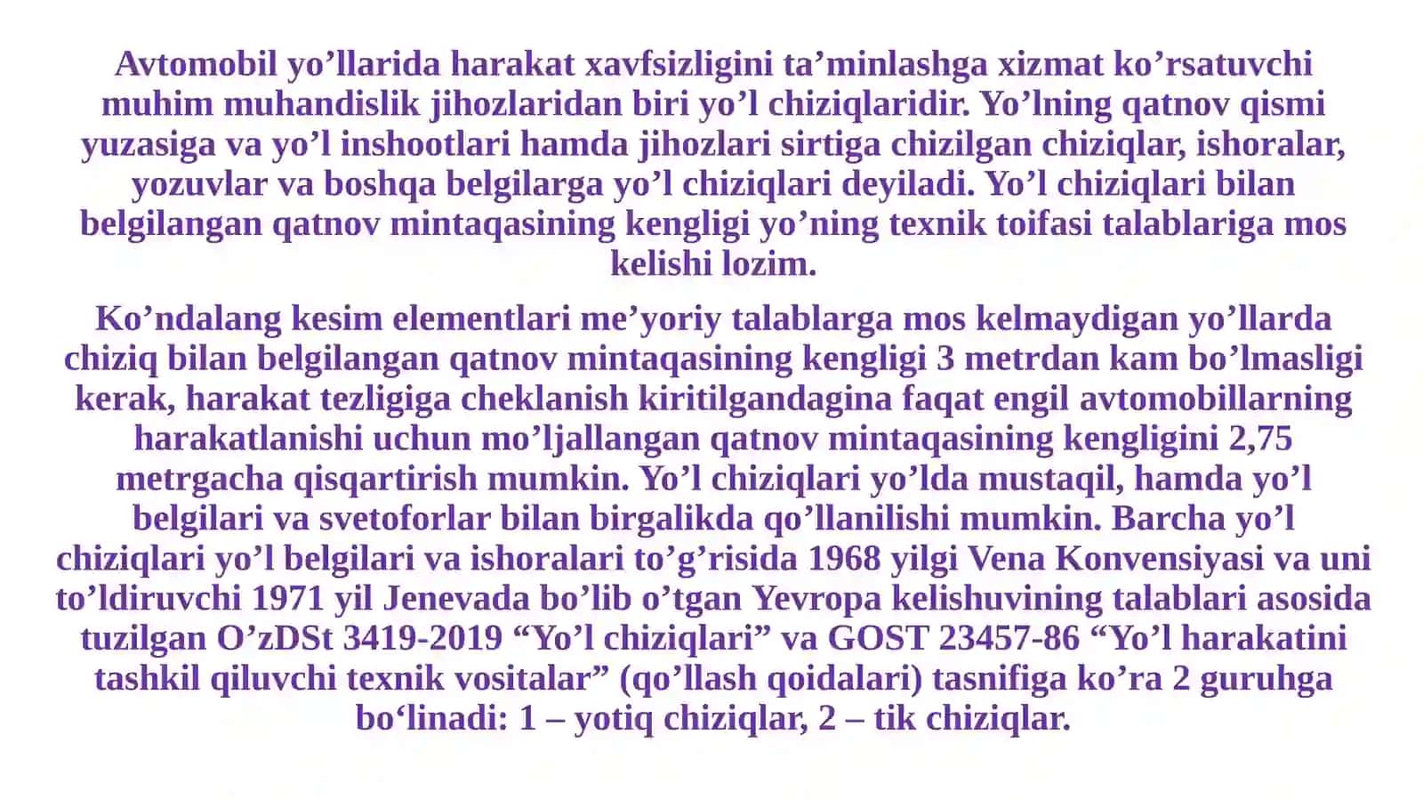 Avtomobilyo’llariva shaharko’chalarini yo’lbelgi chiziqlari bilan jihozlash 3