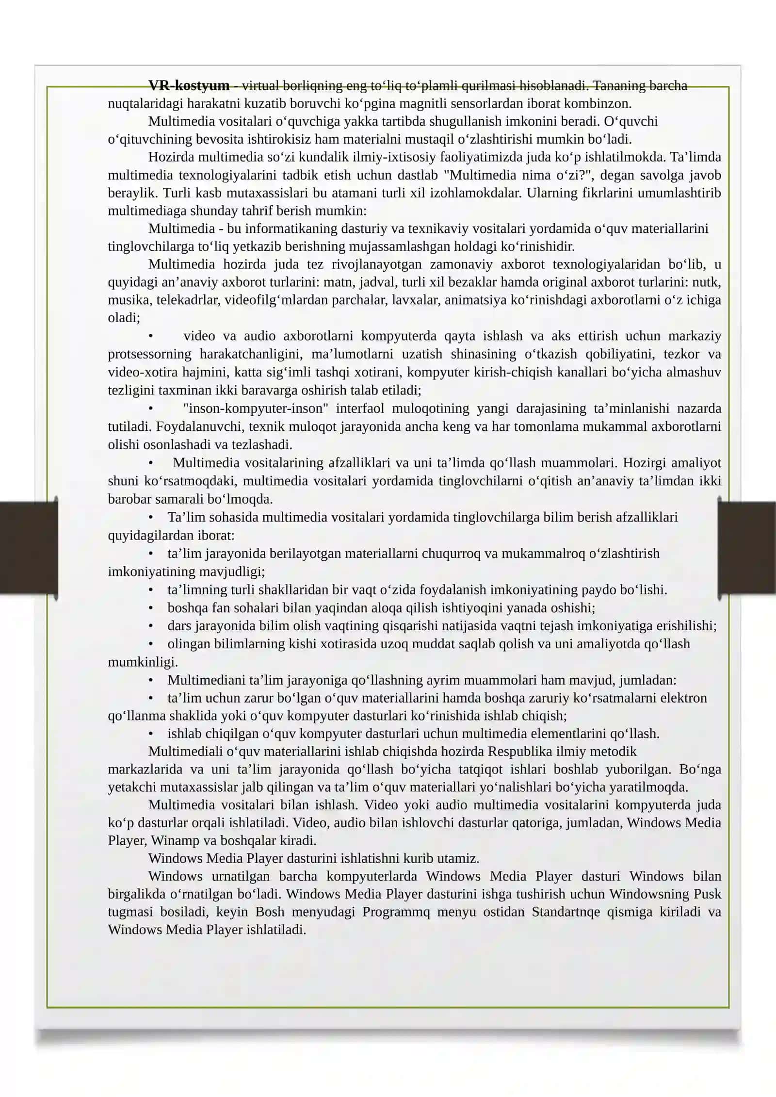 8-Mavzu: Multimediyaning asosiy tushunchalari. Audiova video axborotlar bilan ishlash asoslari 3