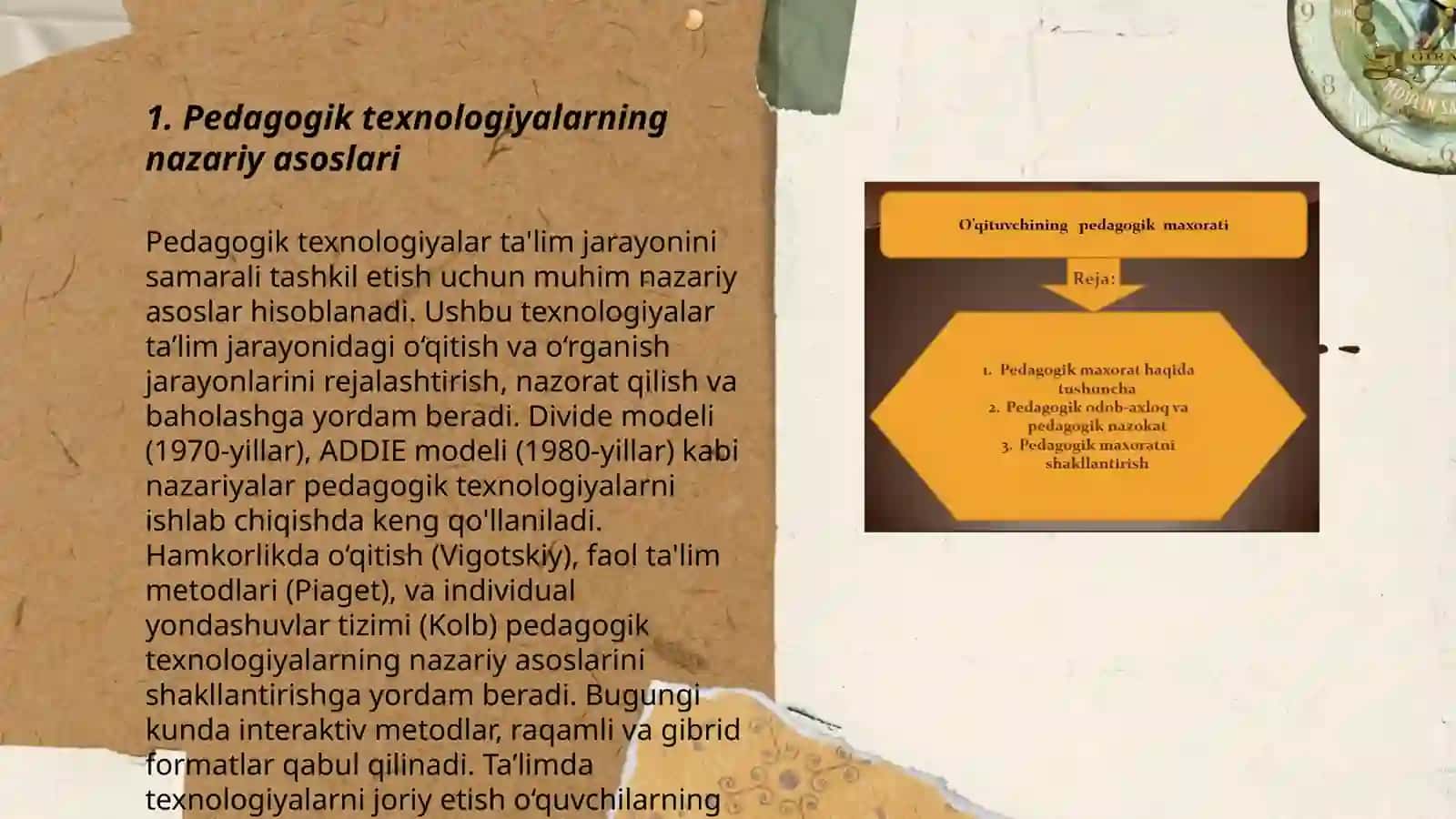 Pedagogik texnologiyaning ilmiy-nazariy asoslari. Pedagogik texnologiyaning qonuniyatlari, tamoyillari va turlari 3