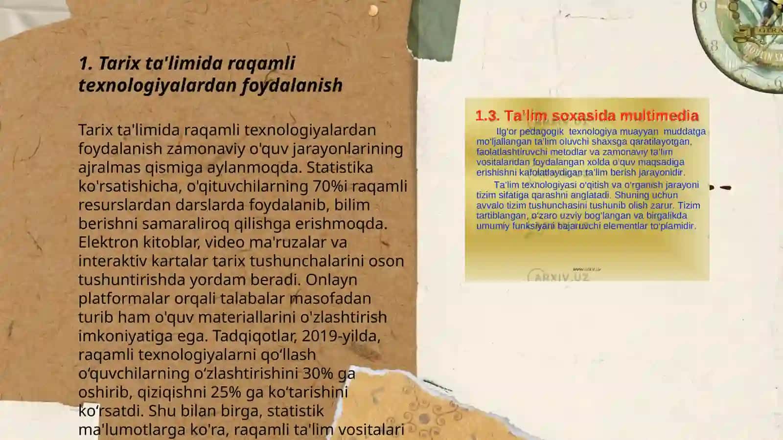 Tarix ta'limida zamonaviy pedagogik va axborot texnologiyalaridan foydalanish va loyihalashtirish 3