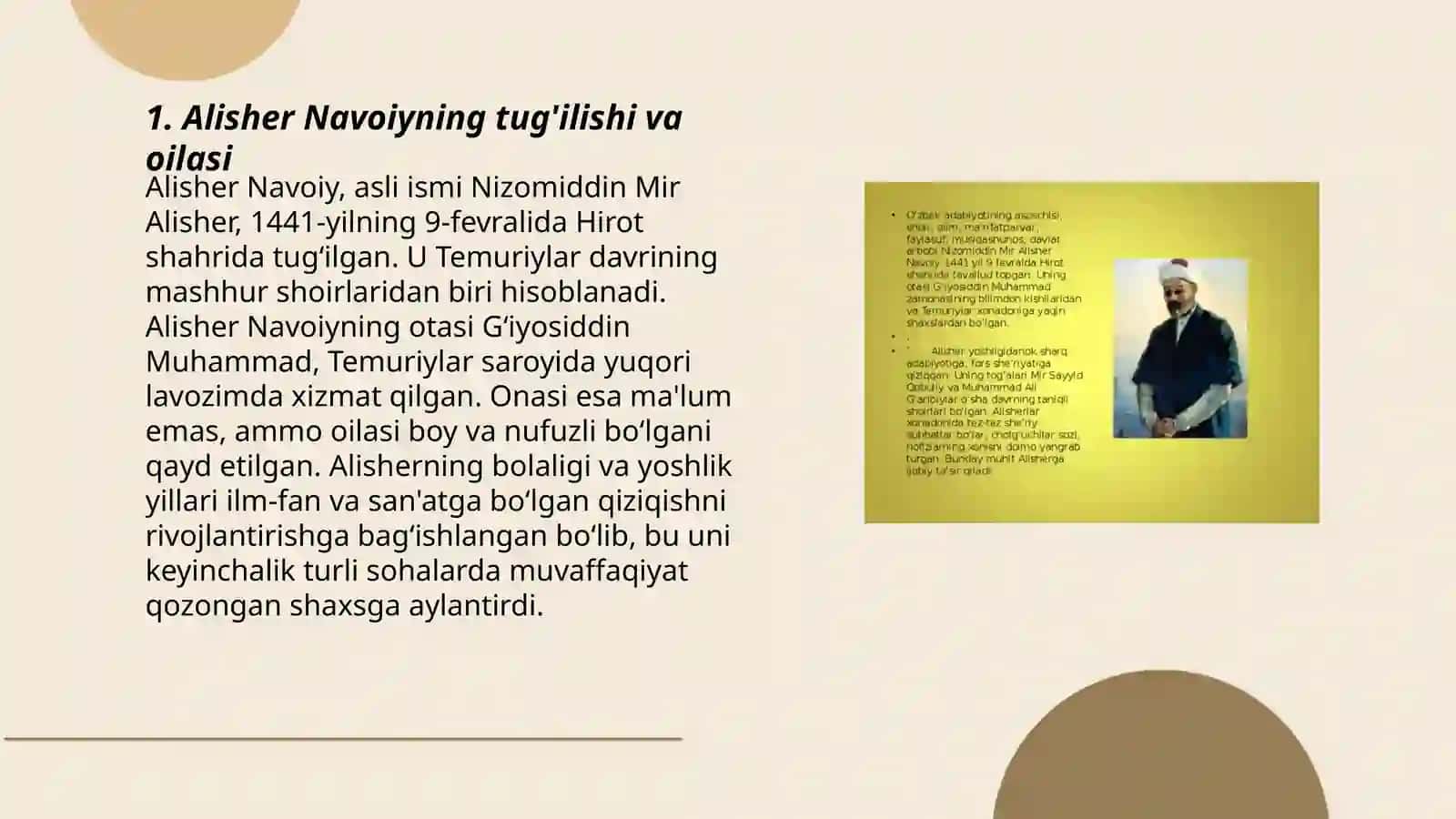 Alisher Navoiyning hayoti va ijodi haqida ma'lumot 3