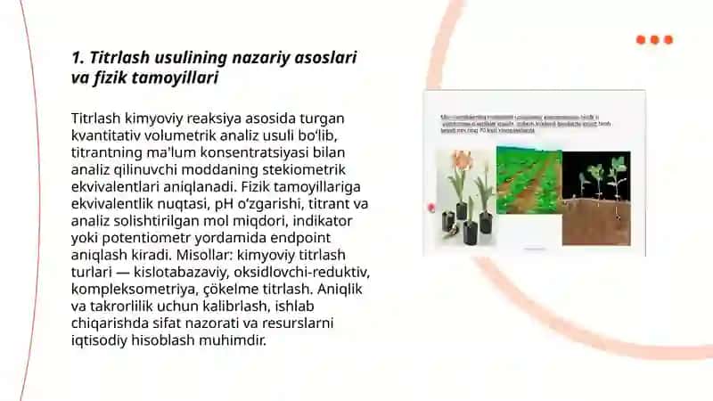 Titrlash usulining xalq xo'jaligidagi ahamiyati 3