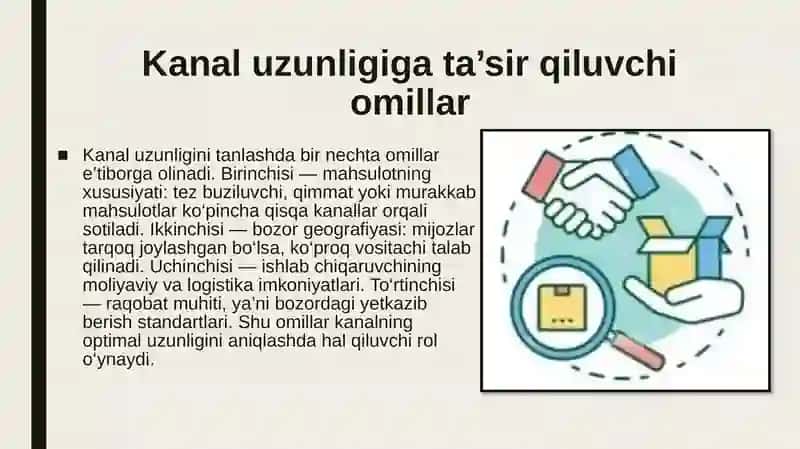 Mahsulot va xizmat kanallarining uzunligini aniqlash 3