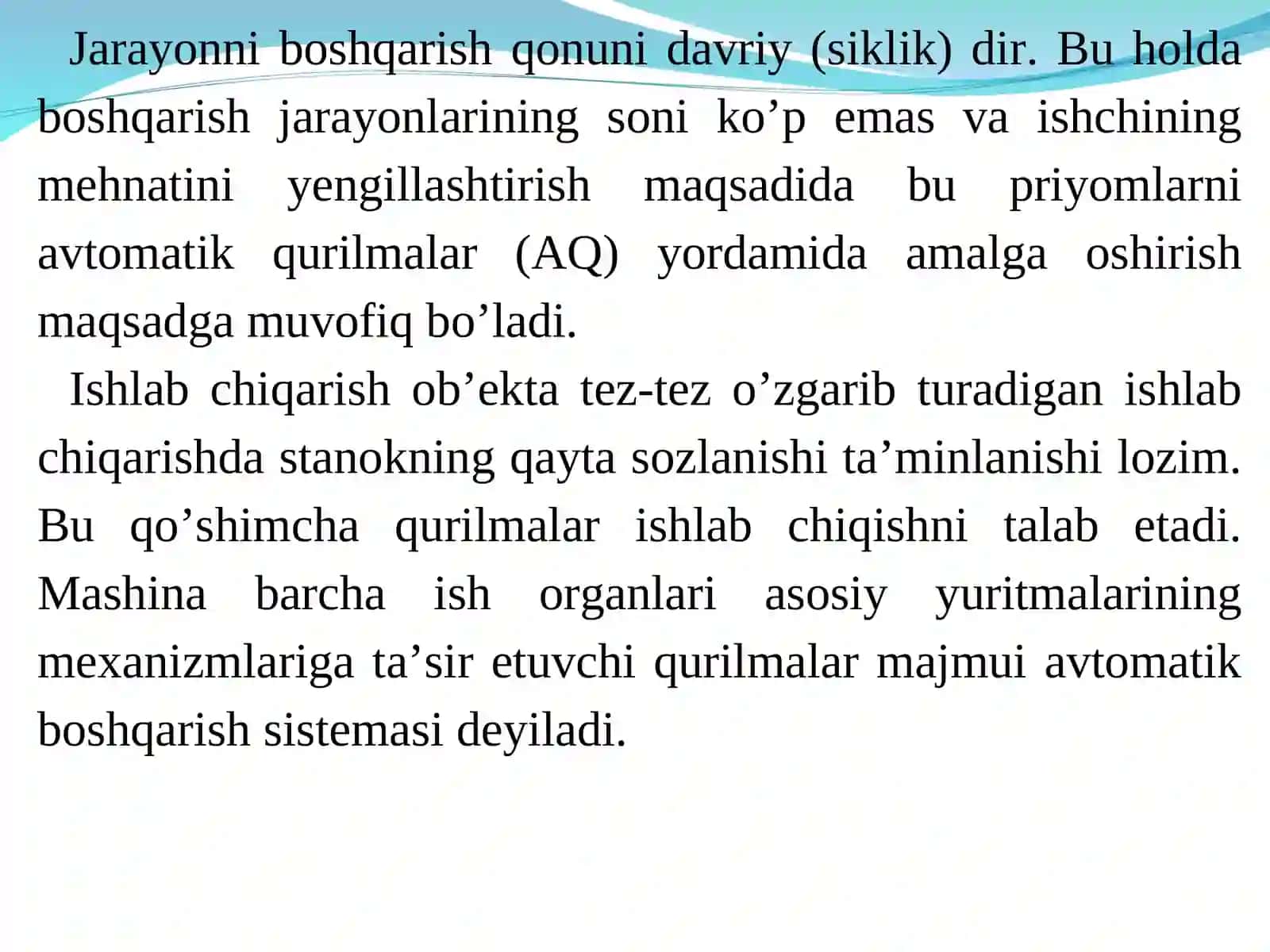 TEXNOLOGIK MASHINALAR SHAKLLARI VA MAHSULDORLIGI 3
