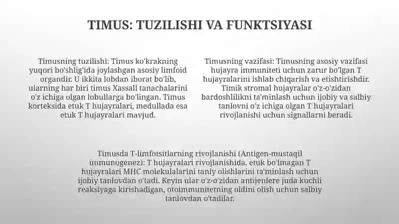 Timusdagi T-Limfotsitlarning Yetilish Jarayoni(Antigenga BogʻLiq BoʻLmagan Immunogenez) 3