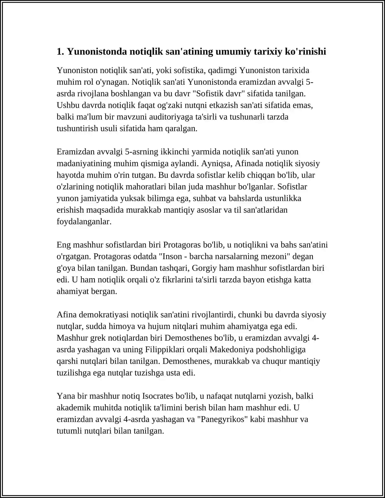 Yunonistonda notiqlik san'atining tarixi haqida 3