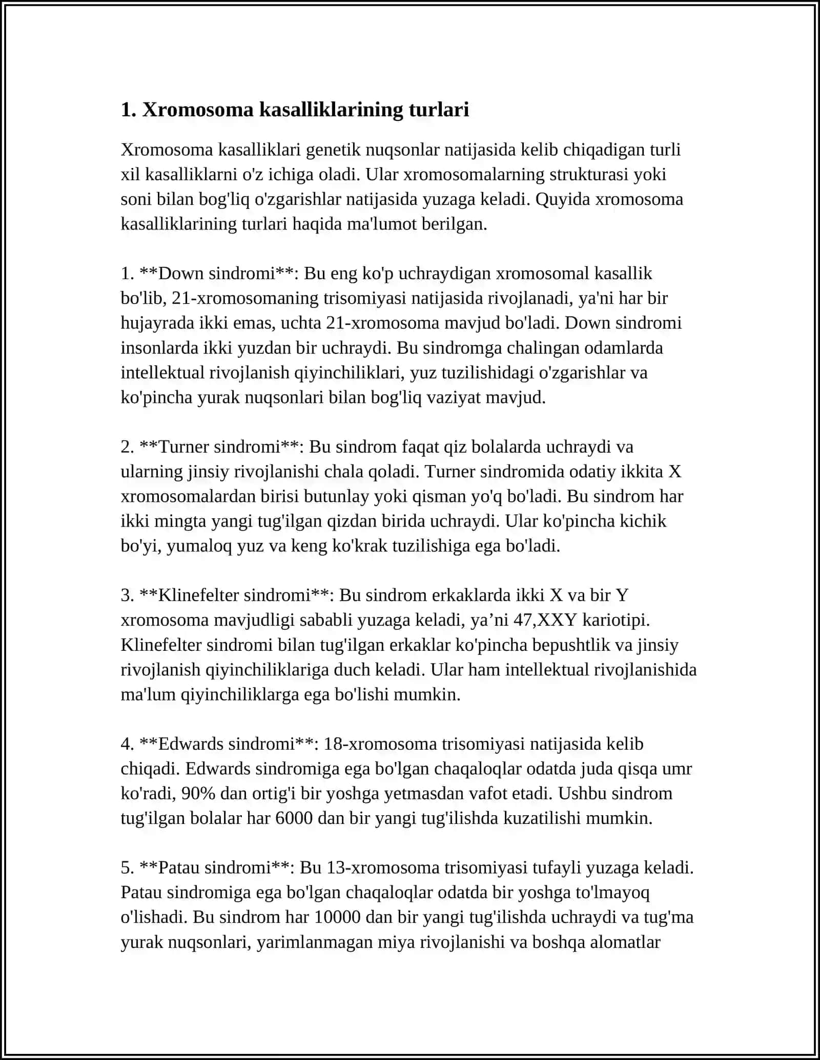 XROMASOMA KASALLIKLARI 3