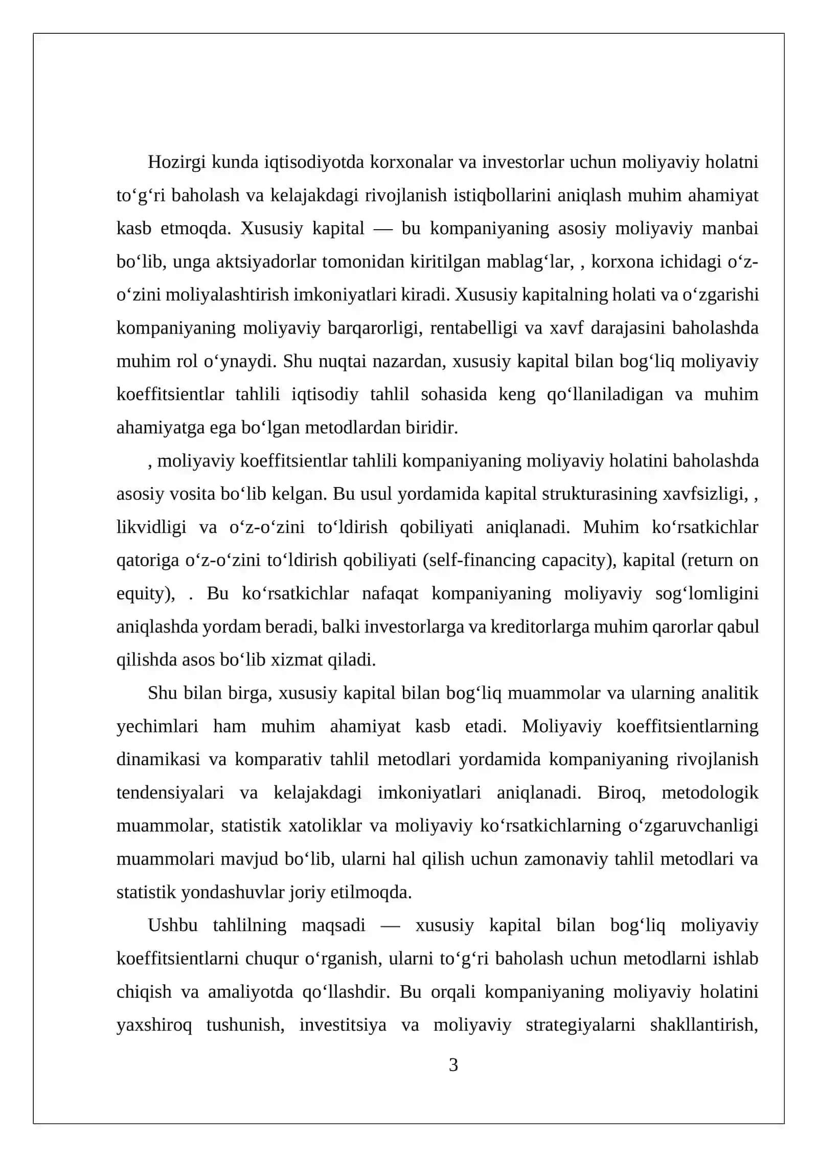Xususiy Kapital Bilan Bog‘liq Bo‘lgan Maliyaviy Koeffitsientlar Tahlili 3