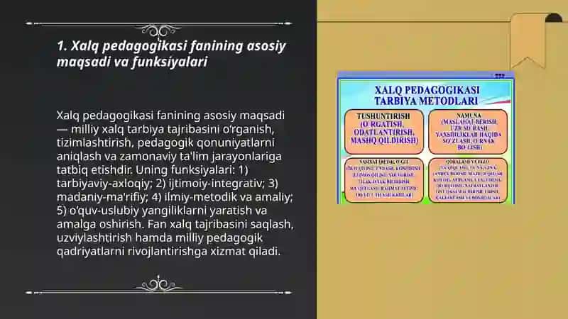 Xalq pedagogikasi fanining asosiy maqsadi va vazifalari 3