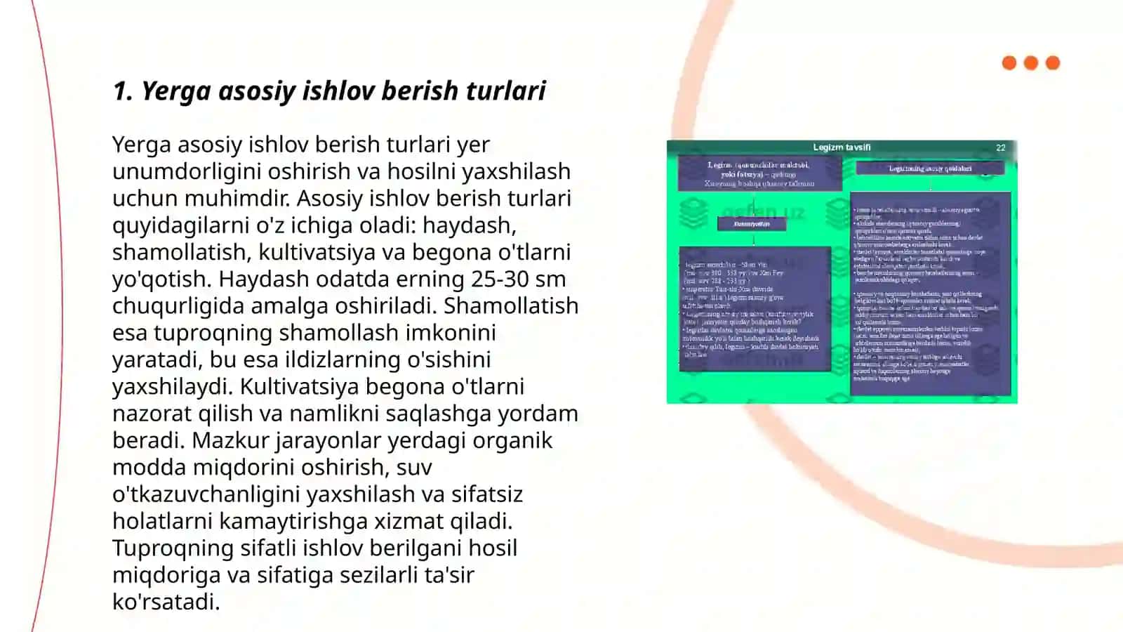 Yerga asosiy ishlov berish usullarining tuproq xususiyatlari va oʻsimliklarni oʻsishi hamda rivojlanishiga ta'siri 3