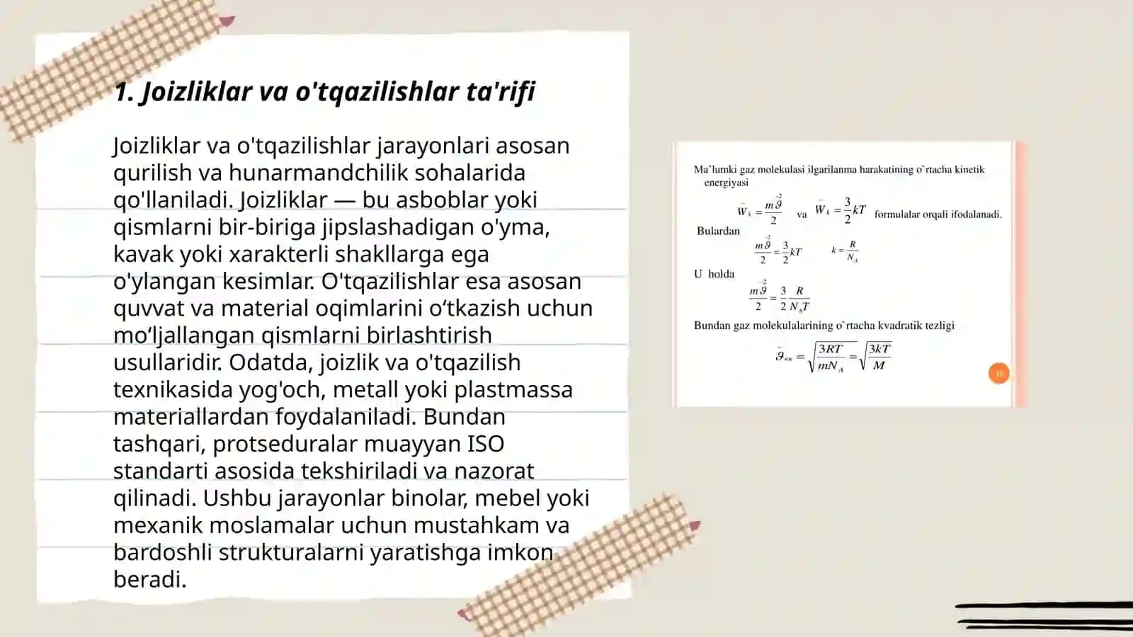 Joizliklar va o'tqazilishlar tuzilishining yagona pirinsplari 3