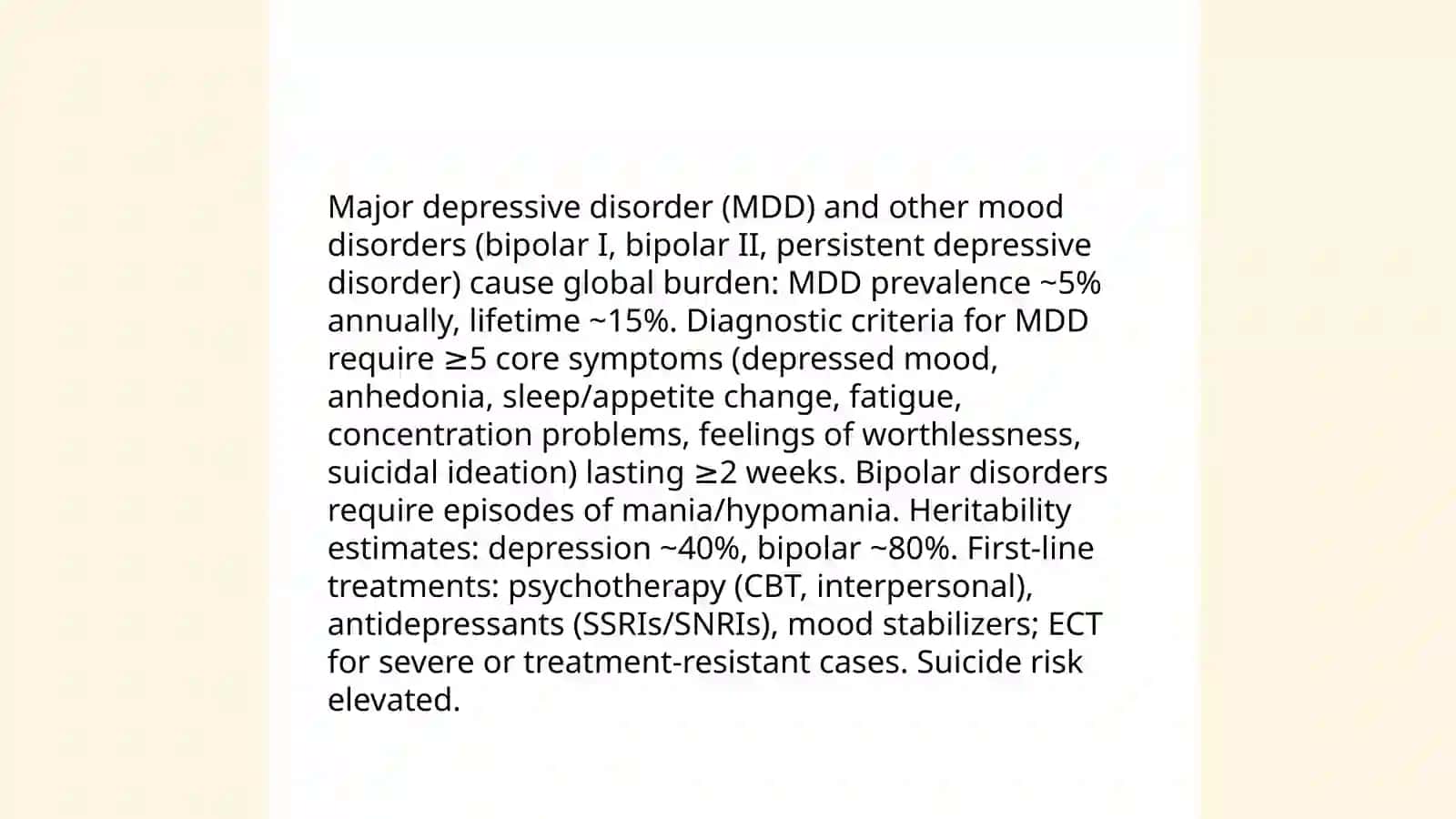 Major depressive disorder (MDD) and other mood disorders 3