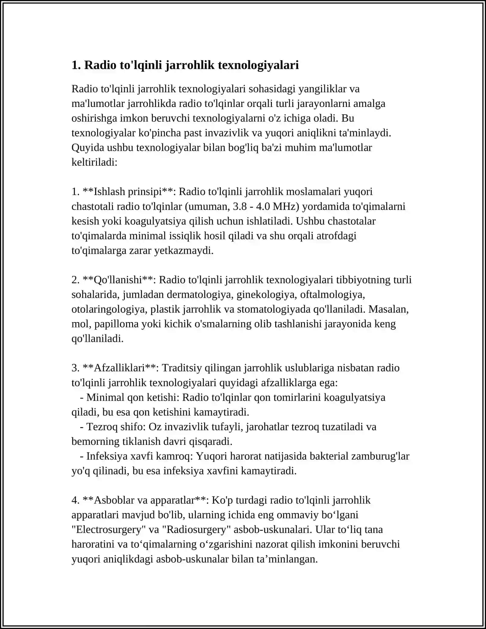 Radio to'lqinli jarrohlik texnologiyalari 3