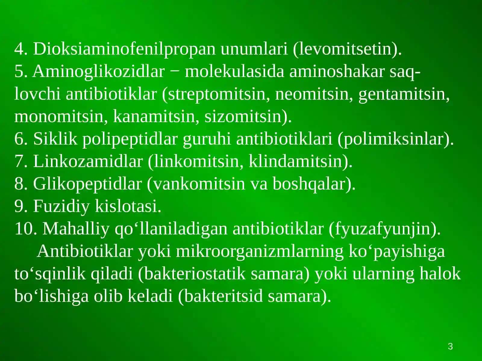 Antibiotiklar klassifikatsiyasi 3