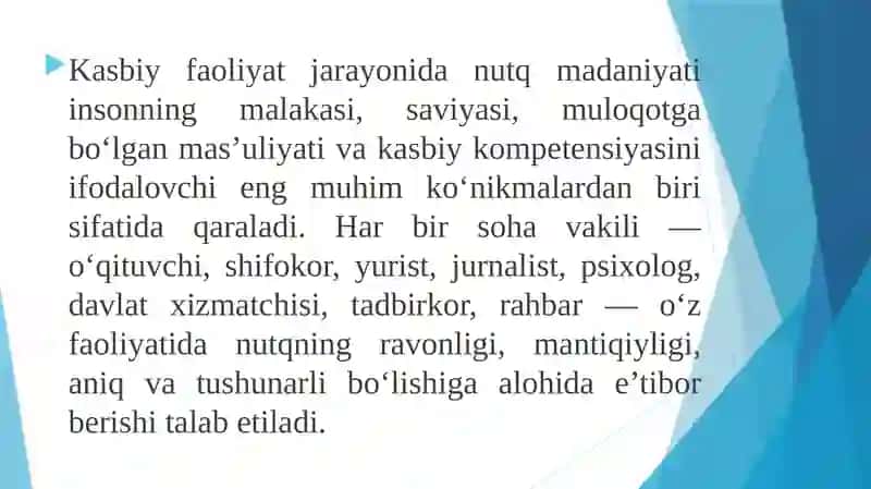 Kasbiy faoliyatda nutq madaniyati. Turli shevalarga xos so'z 3
