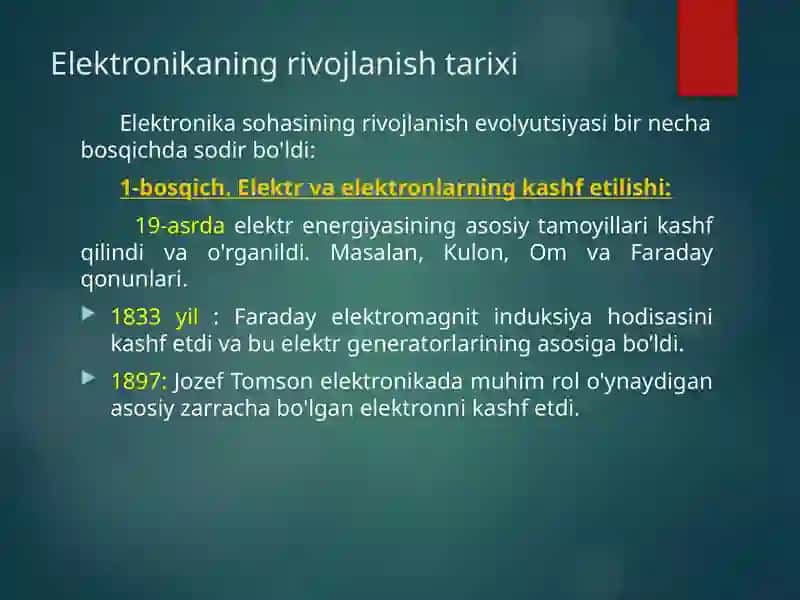 Zamonaviy elektronika va sxemalardagi diskret qurilmalardan integral sxemalargacha rivojlanish tarixiy davrlari va rivojlanish istiqbollari 3