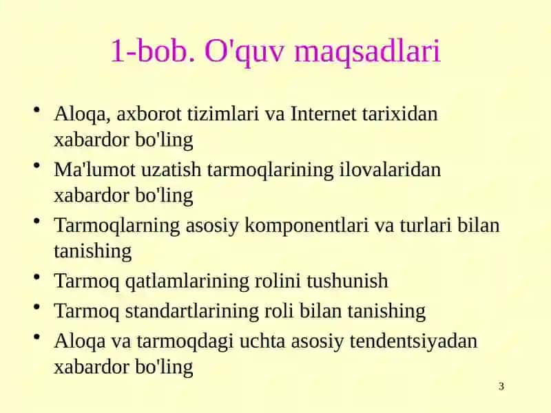 Ma'lumotlar kommunikatsiyalariga kirish 3