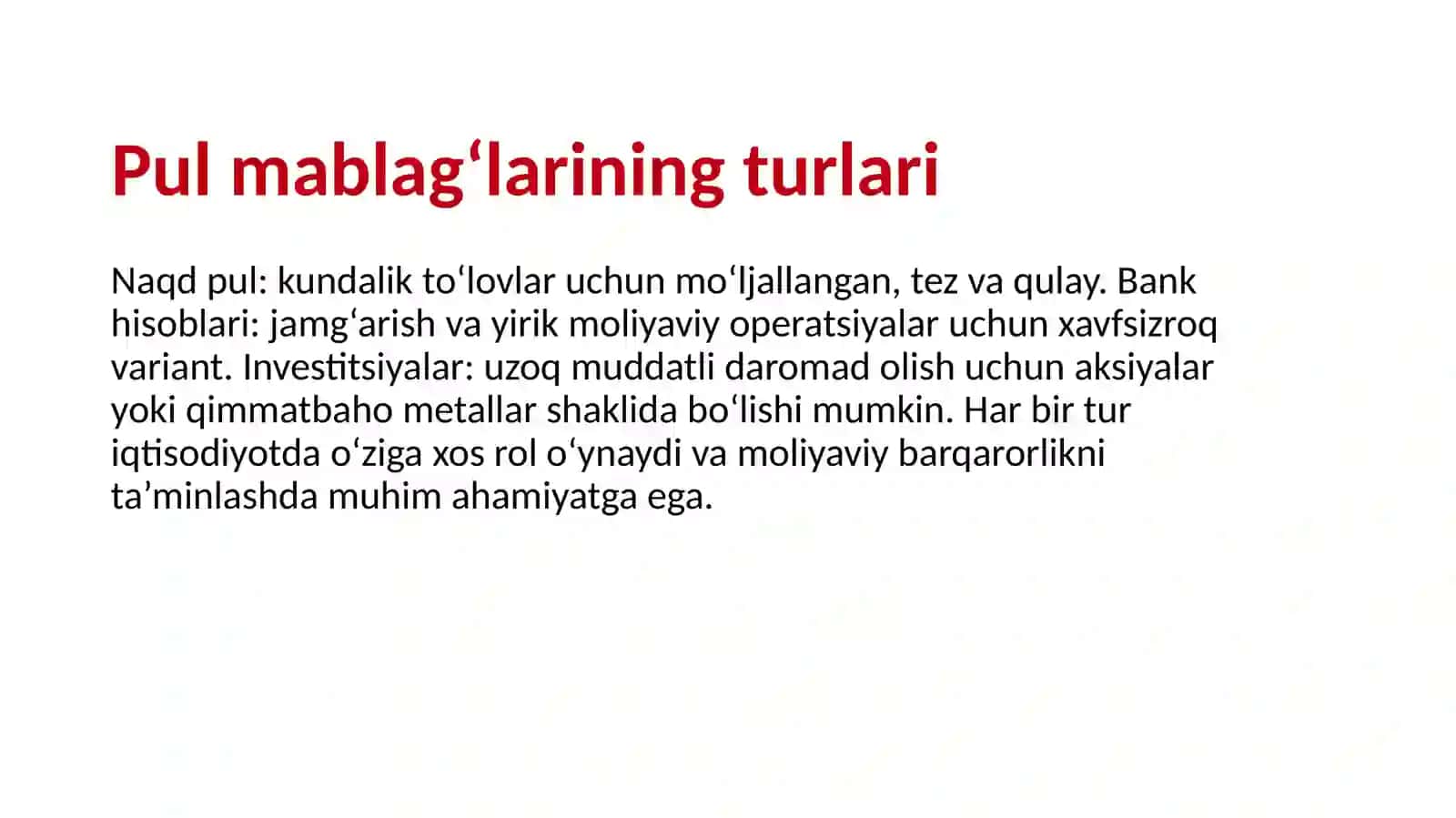 Pul mablag‘lari va hisoblashishlar hisobi 3