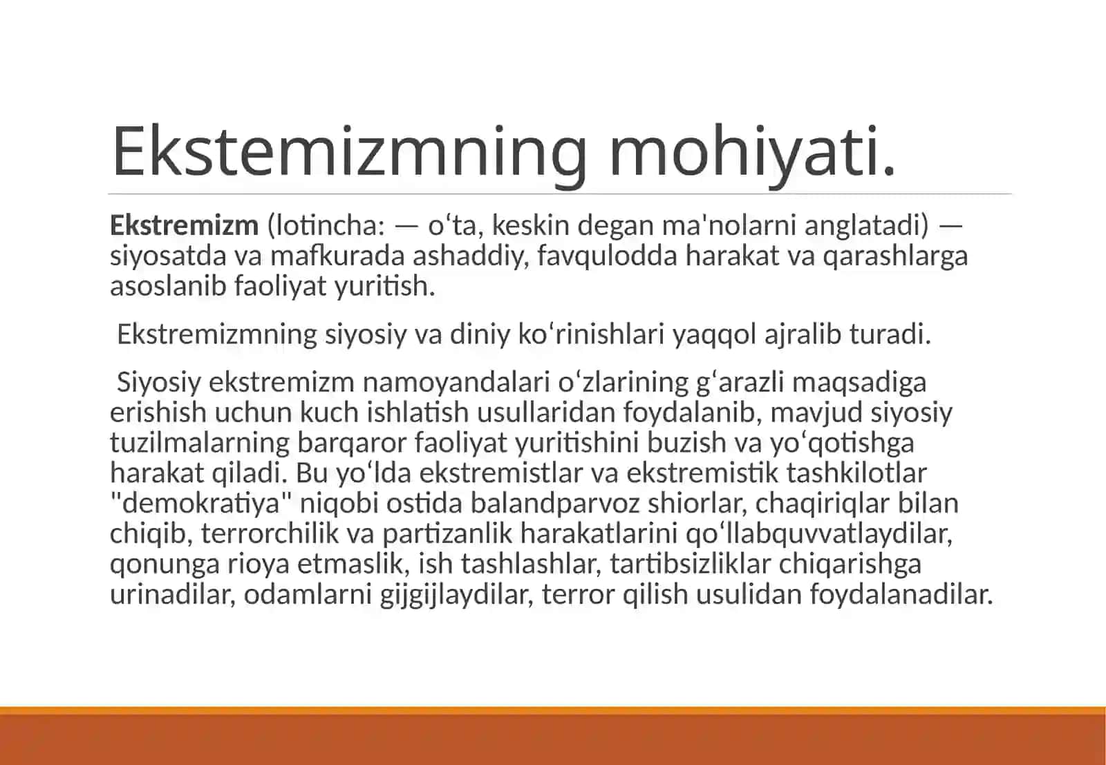Ekstremizmning koʻrinishlari va namoyon boʻlish shakillari 3