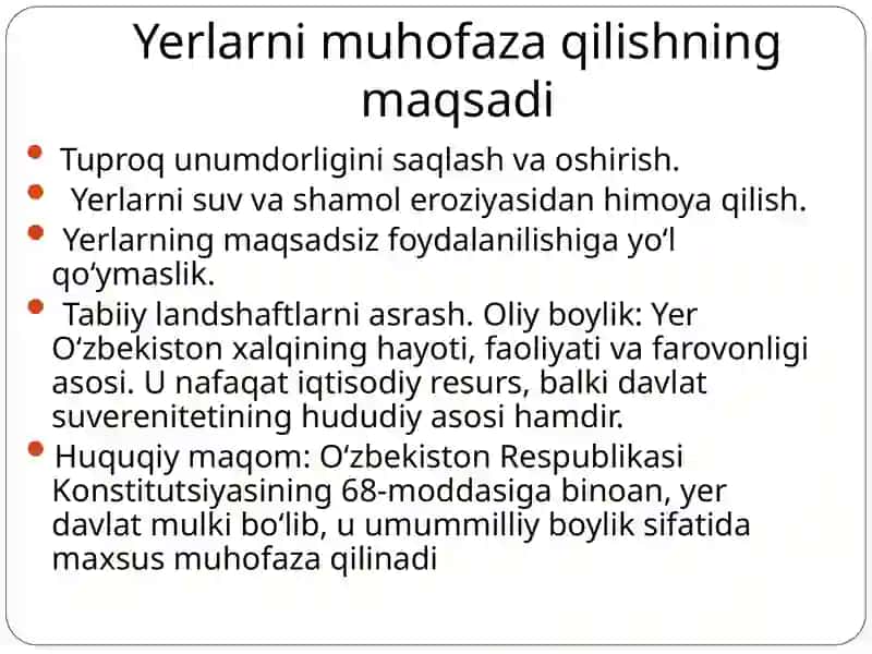 Yerlarni muhofaza qilish va yerdan foydalanganlik uchun yuridik javobgarlik 3