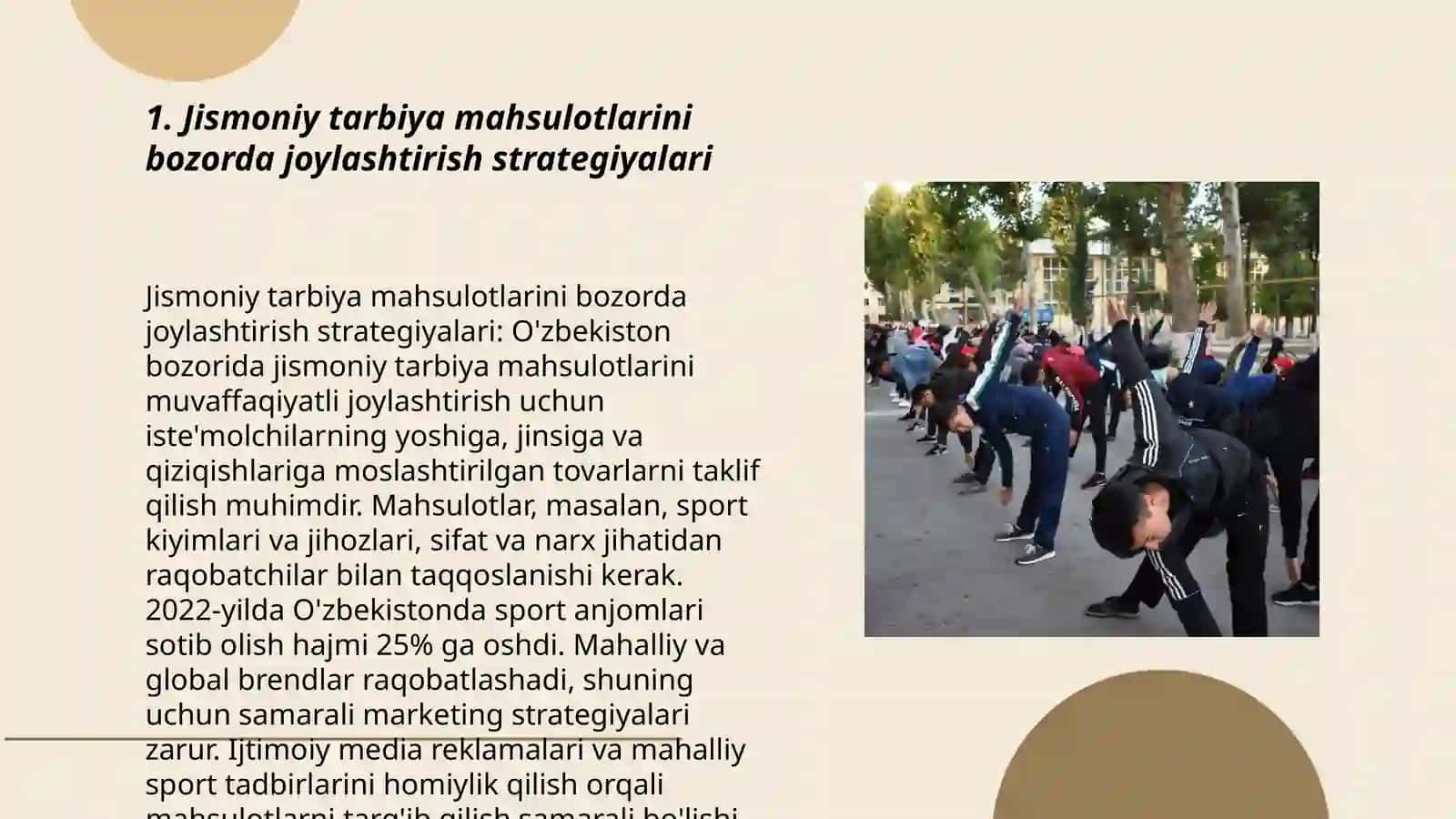 Jismoniy tarbiya mahsulotlarini bozorda joylashtirish strategiyalari 3