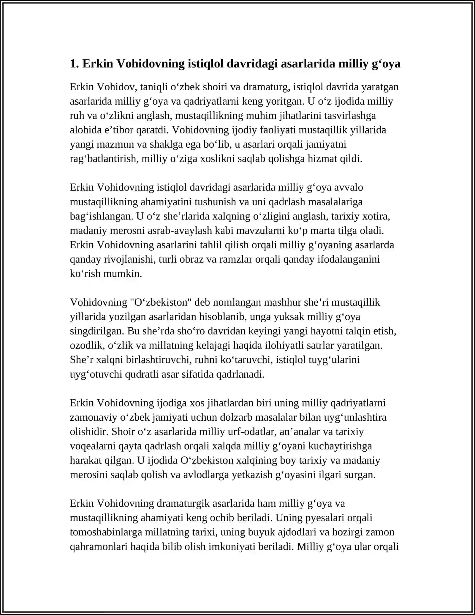 ERKIN VOHIDOVNING ISTIQLOL DAVRIDAGI IJODI 3