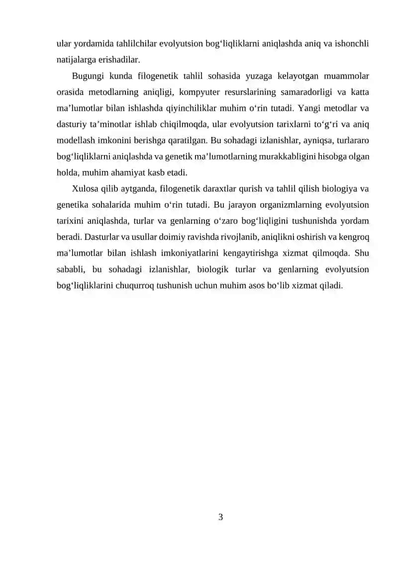Filogenetik daraxtlar qurish va tahlil qilish 3