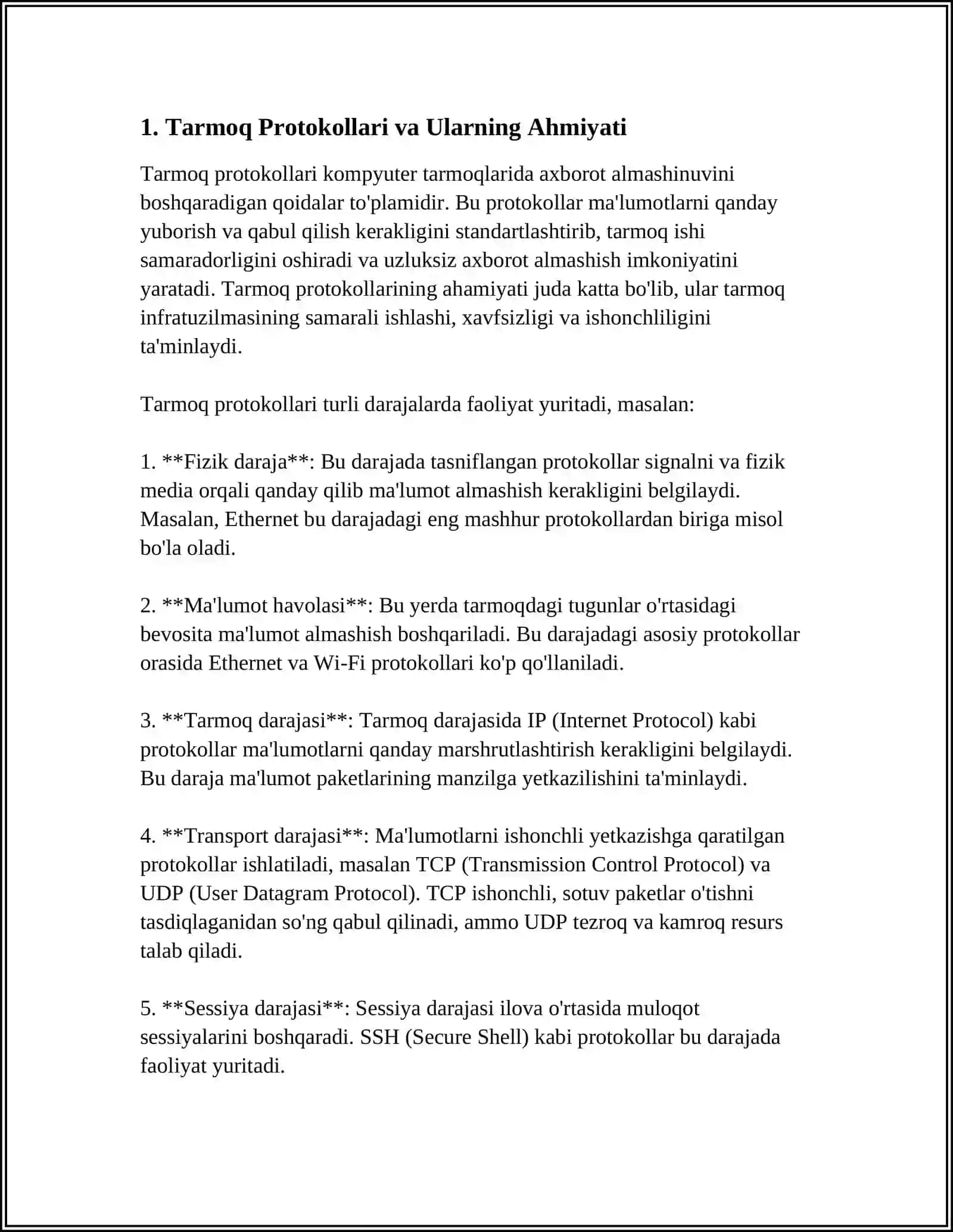 TSP/IP Protokollari va Adreslar. Internetning Qidirish Tizimi 3