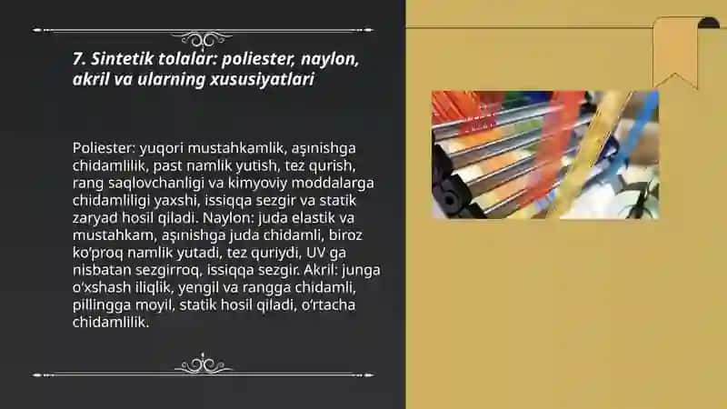 Turli xil toʻqimachilik materiallari bilan tanishish 3