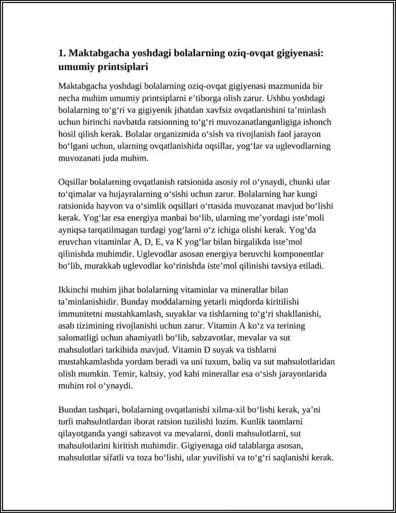 MAKTABGACHA TARBIYA YOSHIDAGI BOLALAR OVQATLANISHINI GIGIYENIK BAHOLASH 3