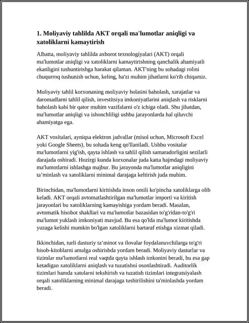 Moliyaviy tahlilda AKT dan foydalanishning afzalliklari 3