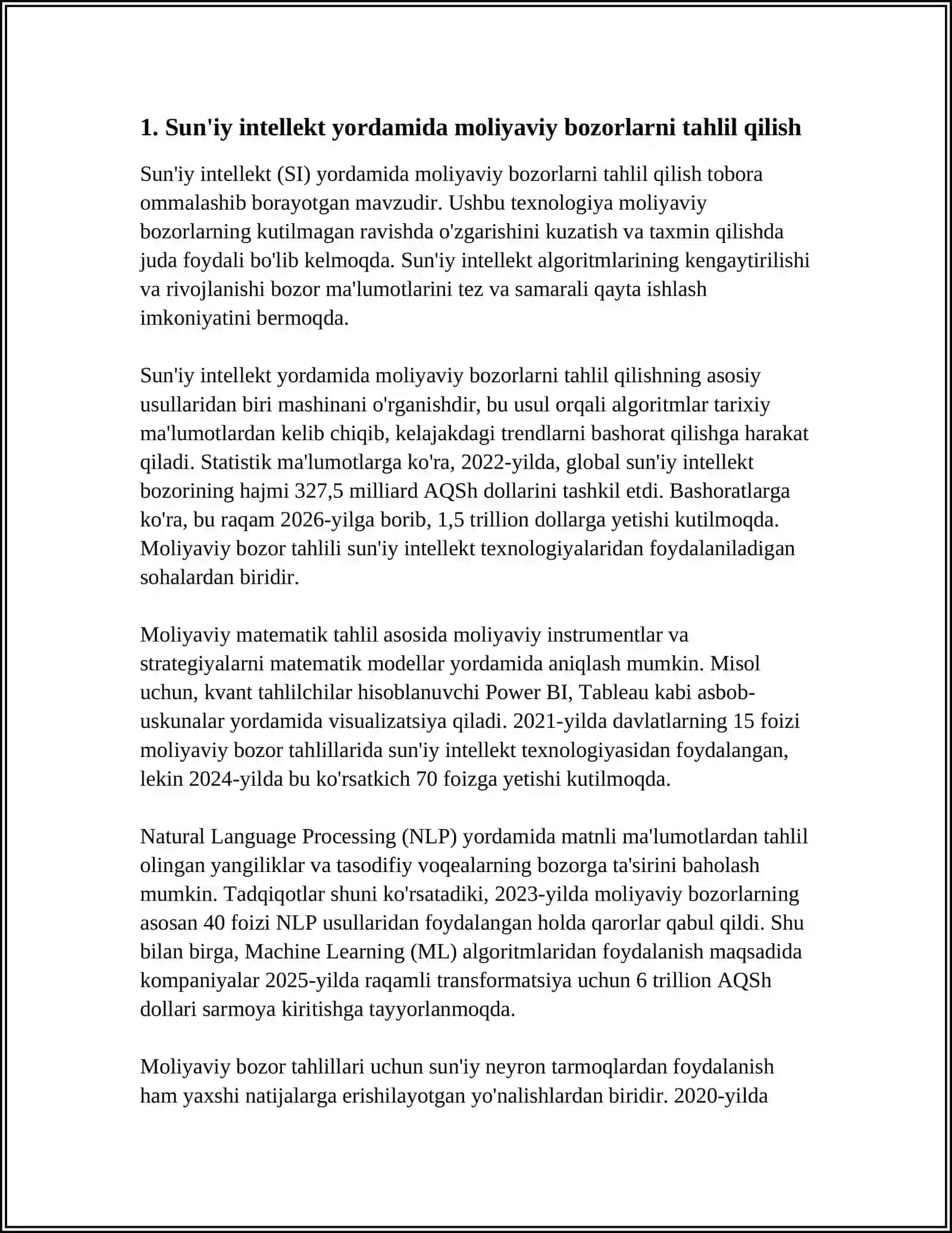 IQTISODIYOTNING TURLI TARMOQLARIDA SUN'IY INTELLEKT TEXNOLOGIYALARIDAN FOYDALANISH IMKONIYATLARI 3