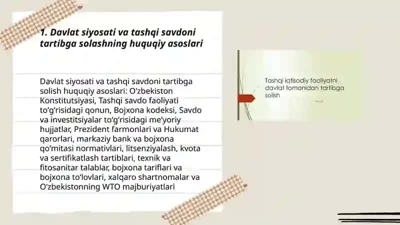 Tashqi savdoni davlat tomonidan tartibga solish va boshqarish yoʻllari 3
