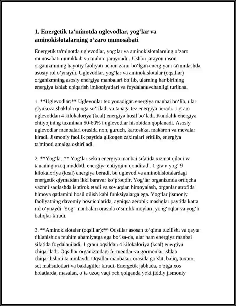 UGLEVOD, YOG', AMINOKISLOTALAR ALMASHINUVINING O'ZARO BOG LIQLIGI 3