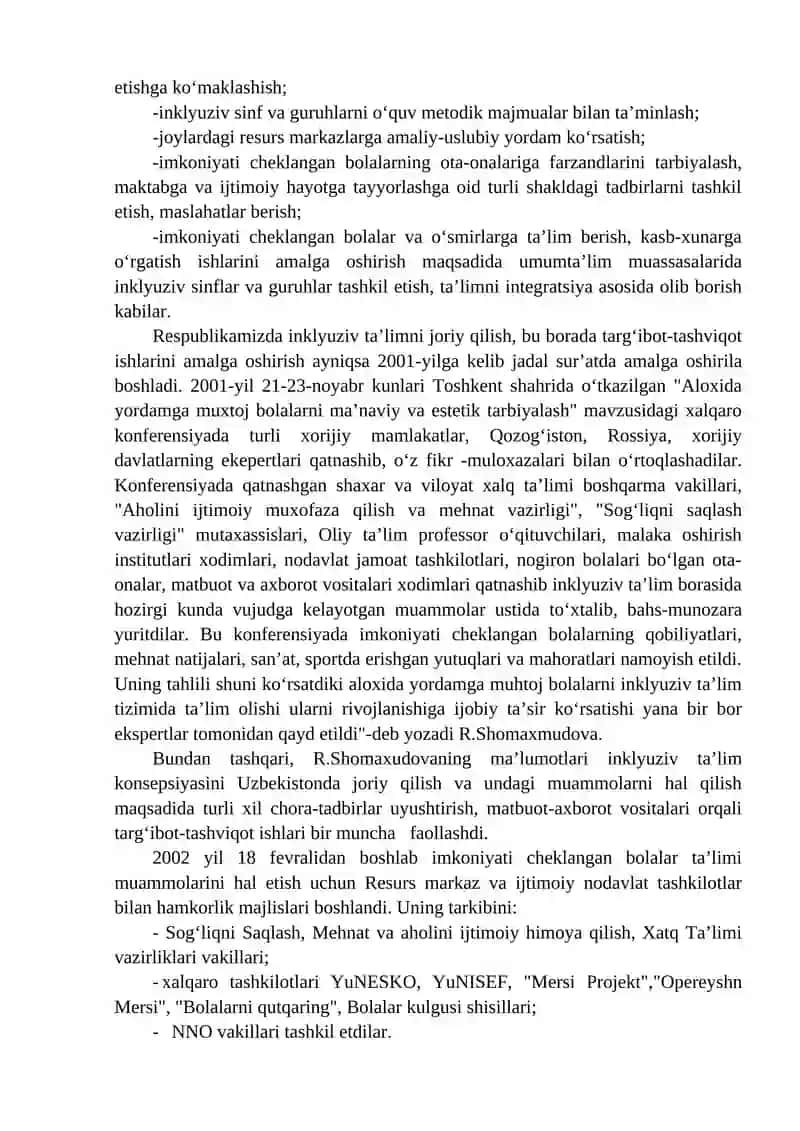 O‘zbekiston Respublikasida Inklyuziv Ta’limning Yo‘lga Qo‘yilishi 3