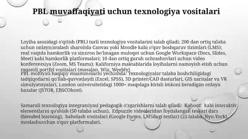 O’qitish texnologiyasi. Ma’ruza shaklida o’qitish. Loyixaviy ta’limning moxiyati 3