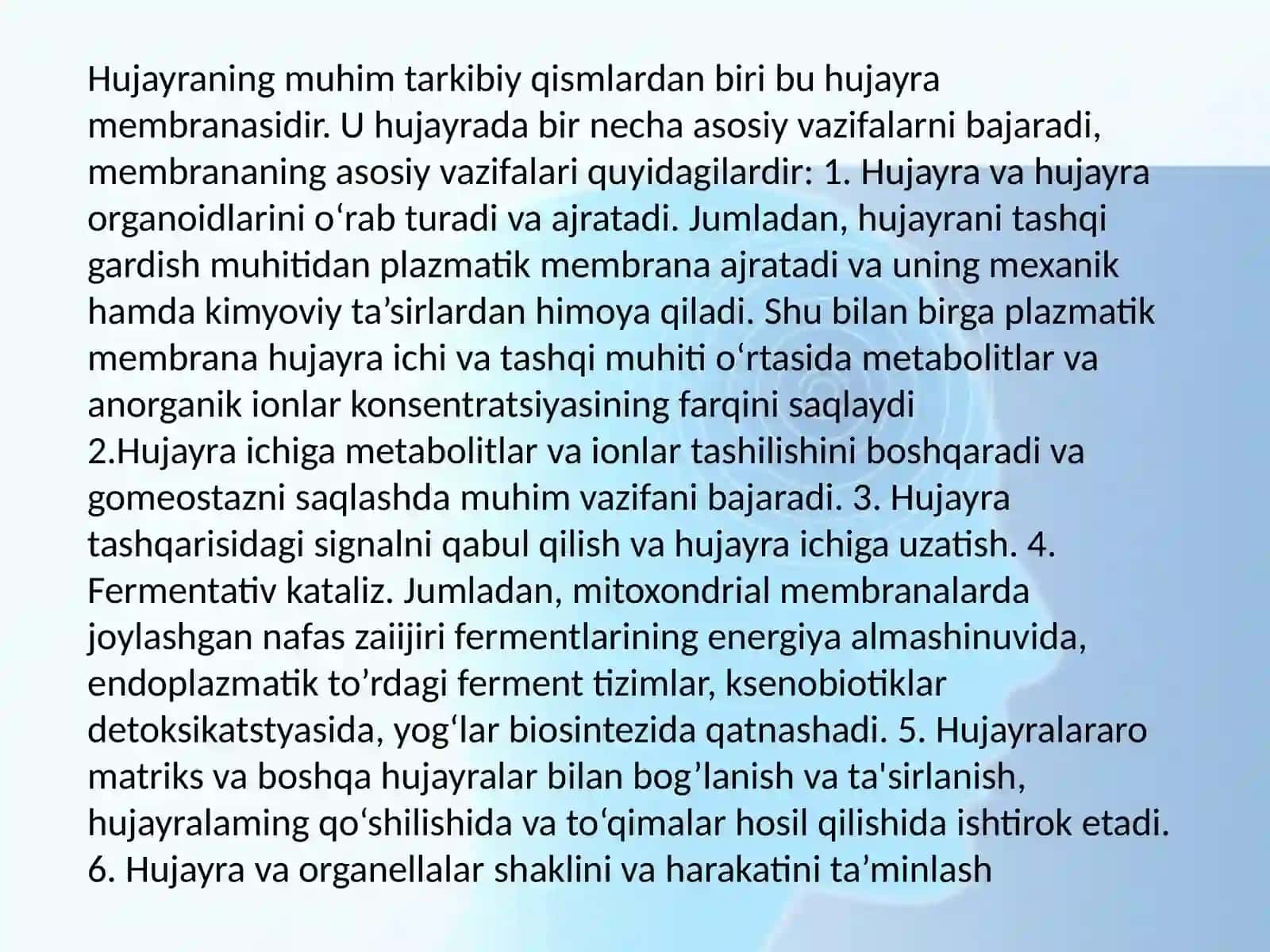 Membrana buzilishlari patalogik jarayon kelib chiqishdagi o’rni 3