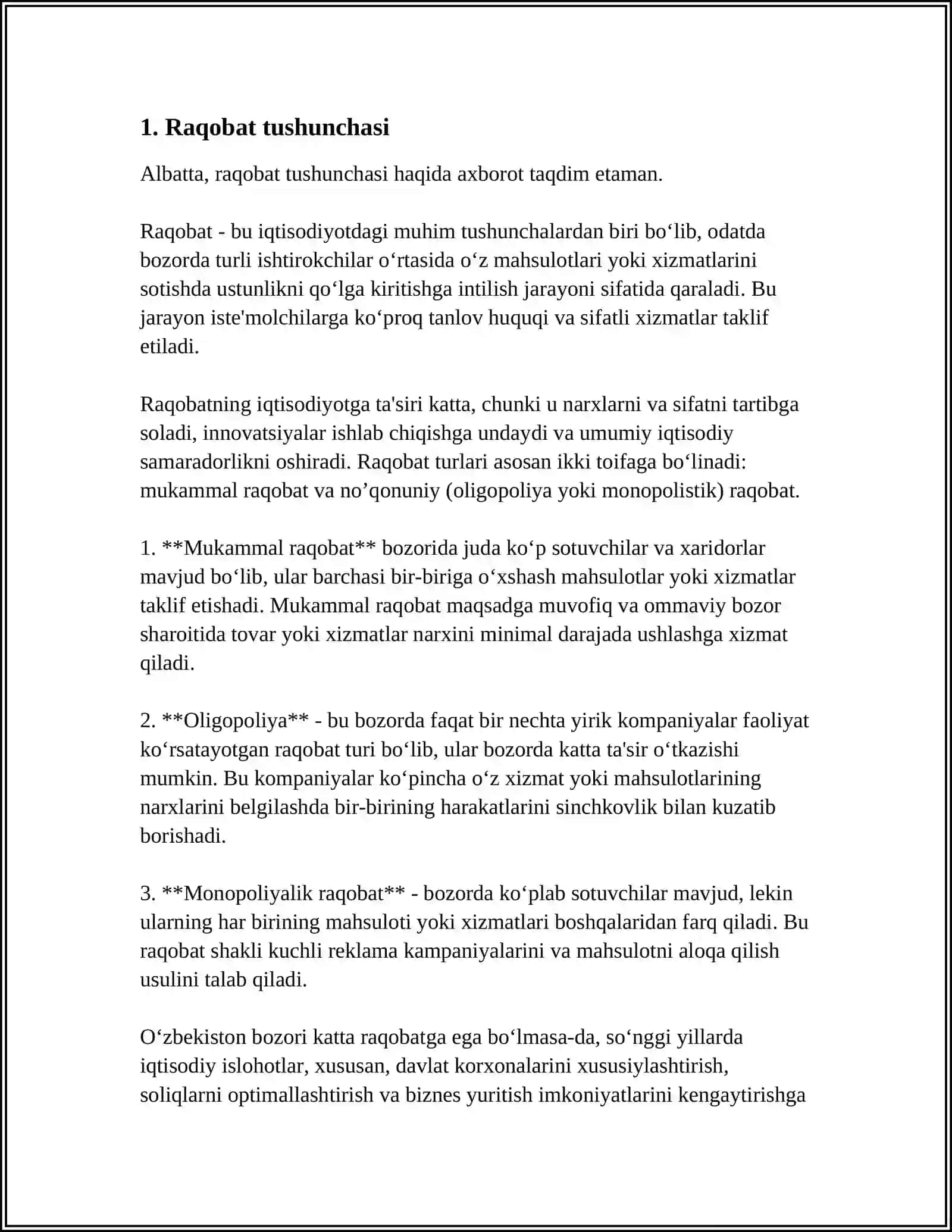 RAQOBAT VA MONOPOLIYA 3