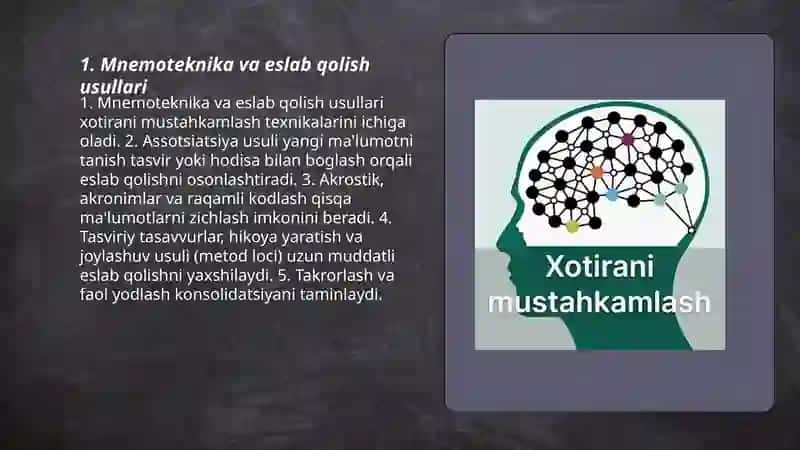 Xotirani rivojlantirish metodlari 3