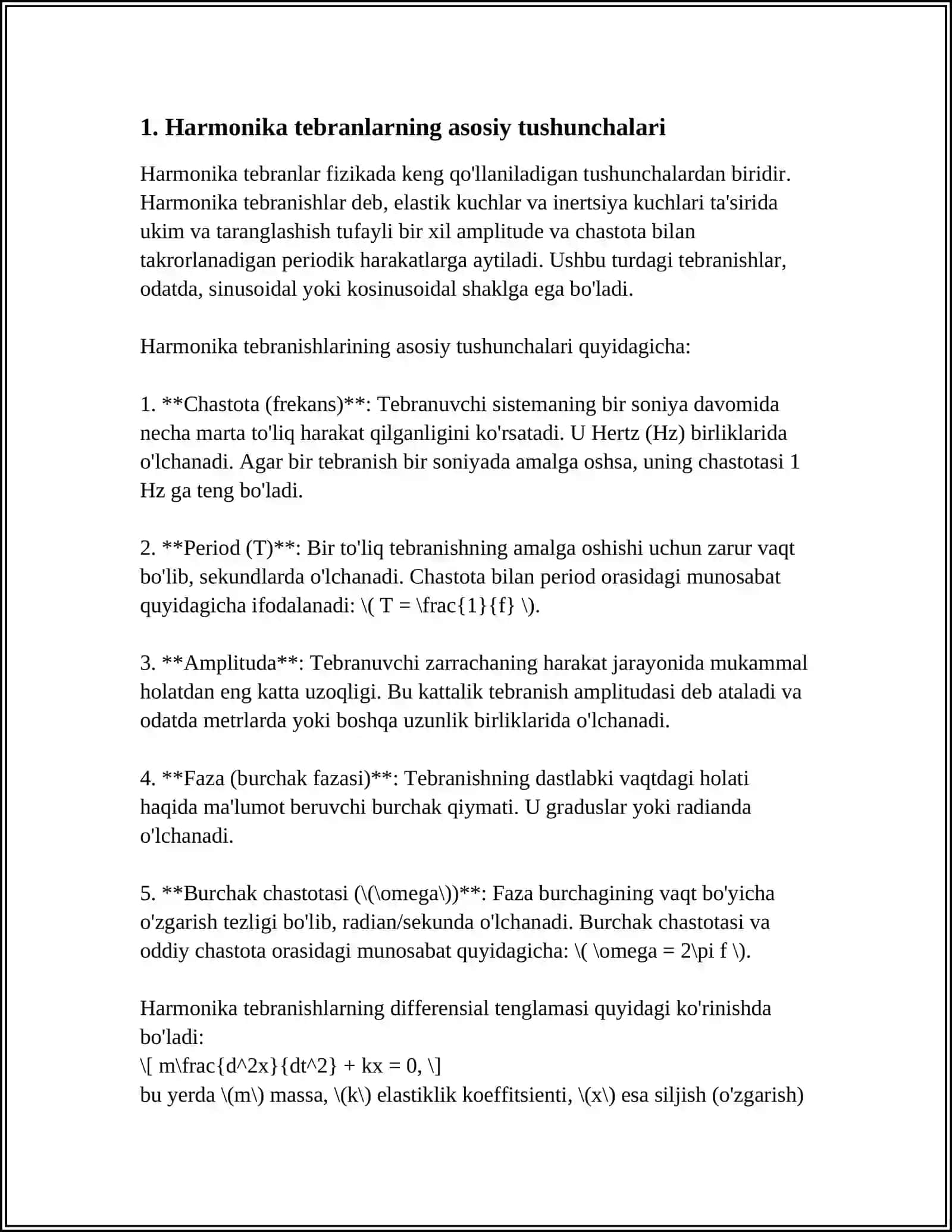 GARMONKI TEBRANISHLAR VA ULRNING TENGLAMASI 3