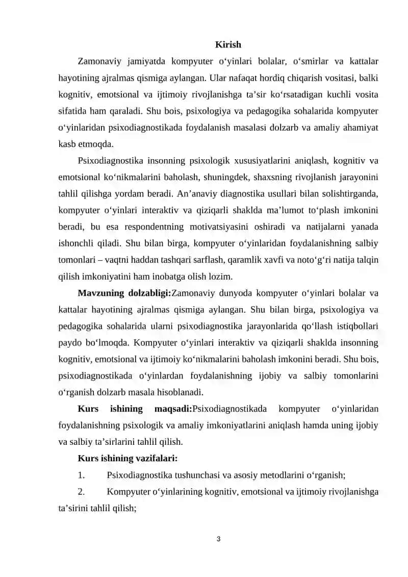 Psixodiagnostikada kompyuter o’yinlaridan foydalanishning ijobiy va salbiy tamonlari. 3