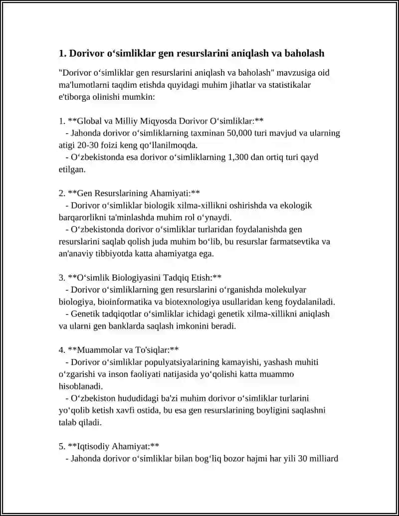 REFERAT Mavzu: DORIVOR OʻSIMLIKLARNI QAYTA TIKLASH VA MUHOFAZA QILISH YOʻLLARI 3
