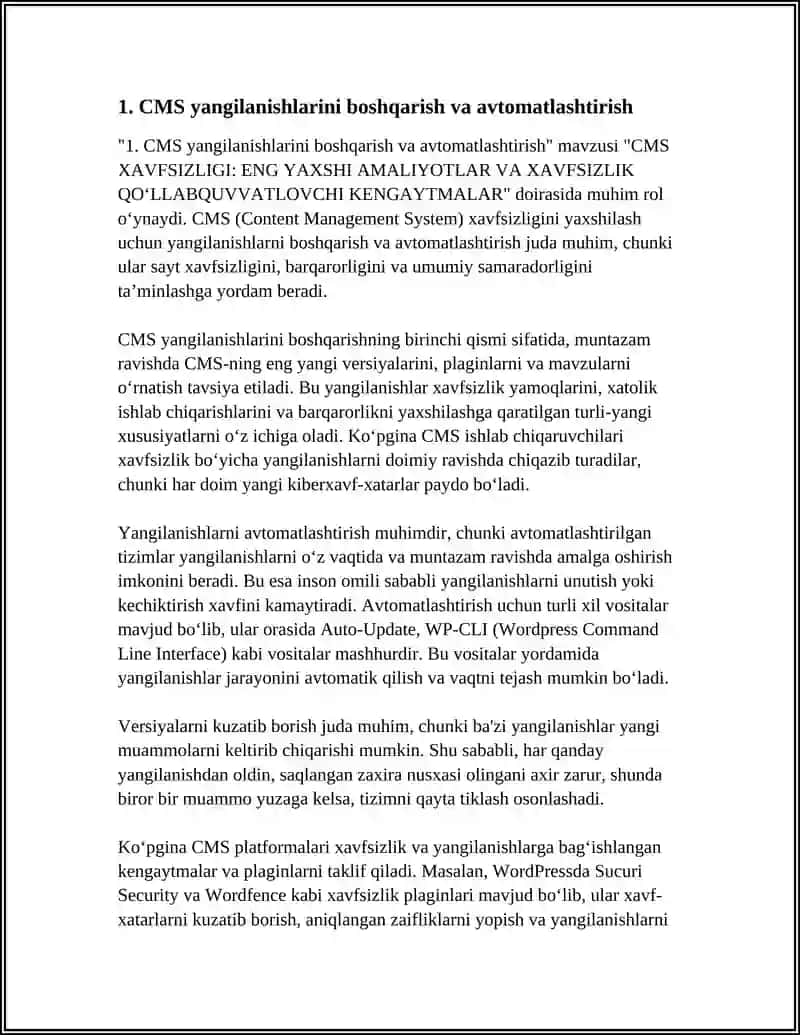 CMS XAVFSIZLIGI: ENG YAXSHI AMALIYOTLAR VA XAVFSIZLIK QO'LLABQUVVATLOVCHI KENGAYTMALAR 3