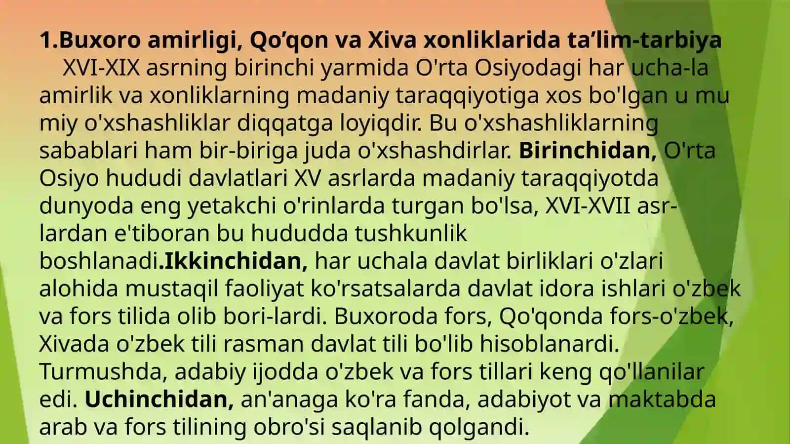 XVII аsrdаn XIX аsrning yarmigаchаtаrbiya, mаktаb vа pеdаgоgik fikrlаr rivoji 3