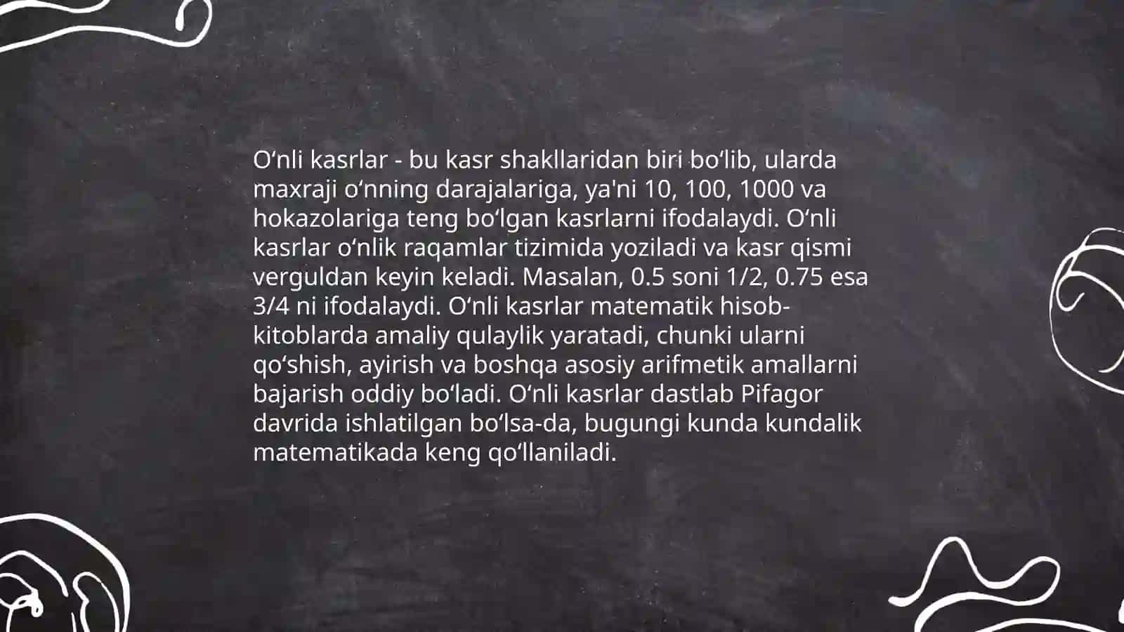 Oʻnli kasrlar va ular ustida arifmetik amallar 3