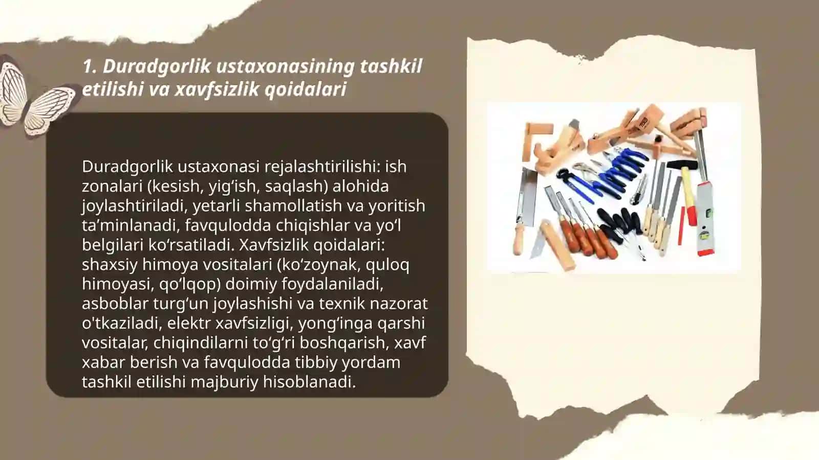 Duradgorlik ustaxonasida ish oʻrni va jihozlari 3