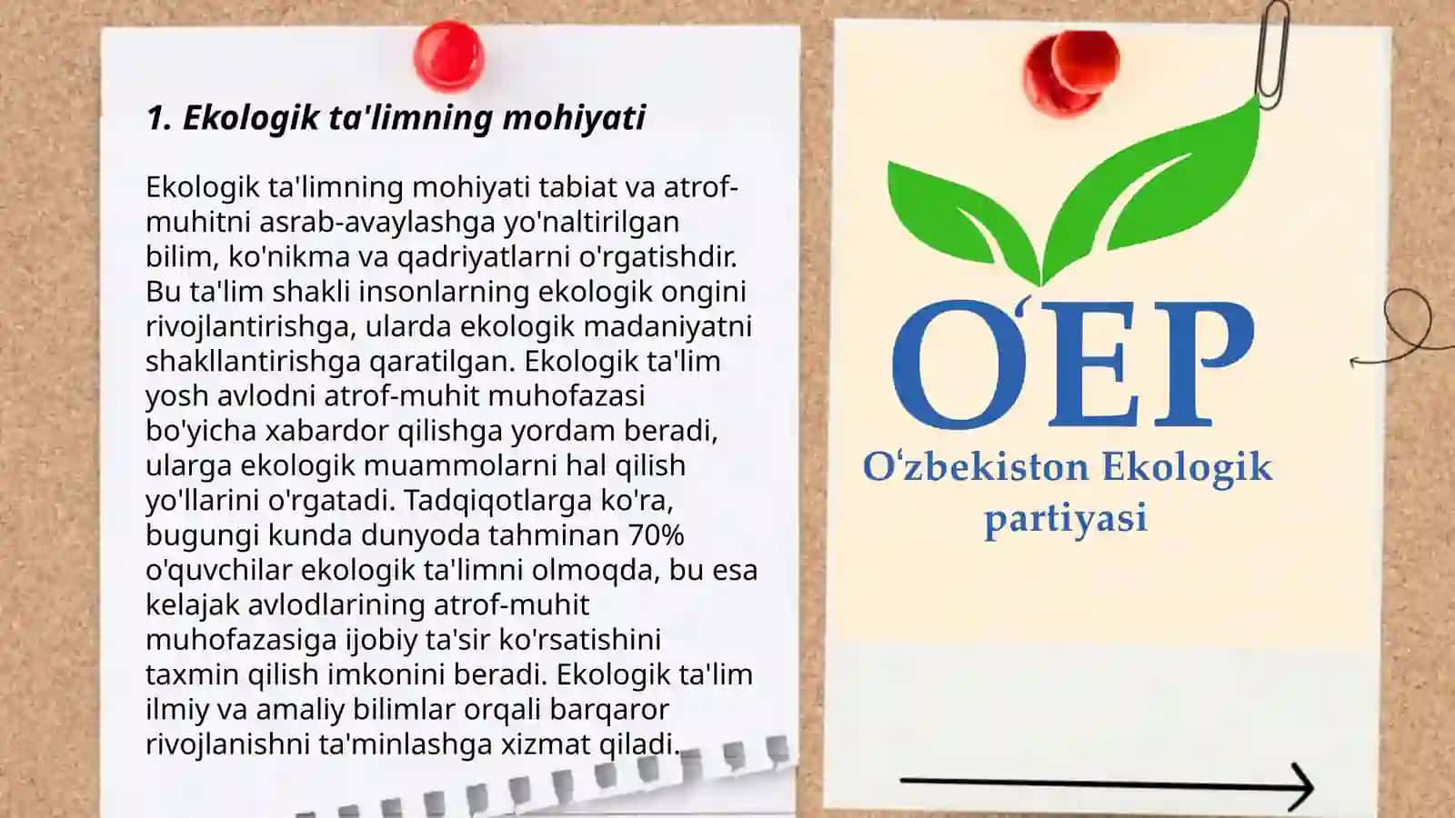 Ekologiya tushunchasi.Ekologik ta’lim berish davlat standartlari. Uzluksiz ta’limda ekologik ta'lim konsepsiyasi 3