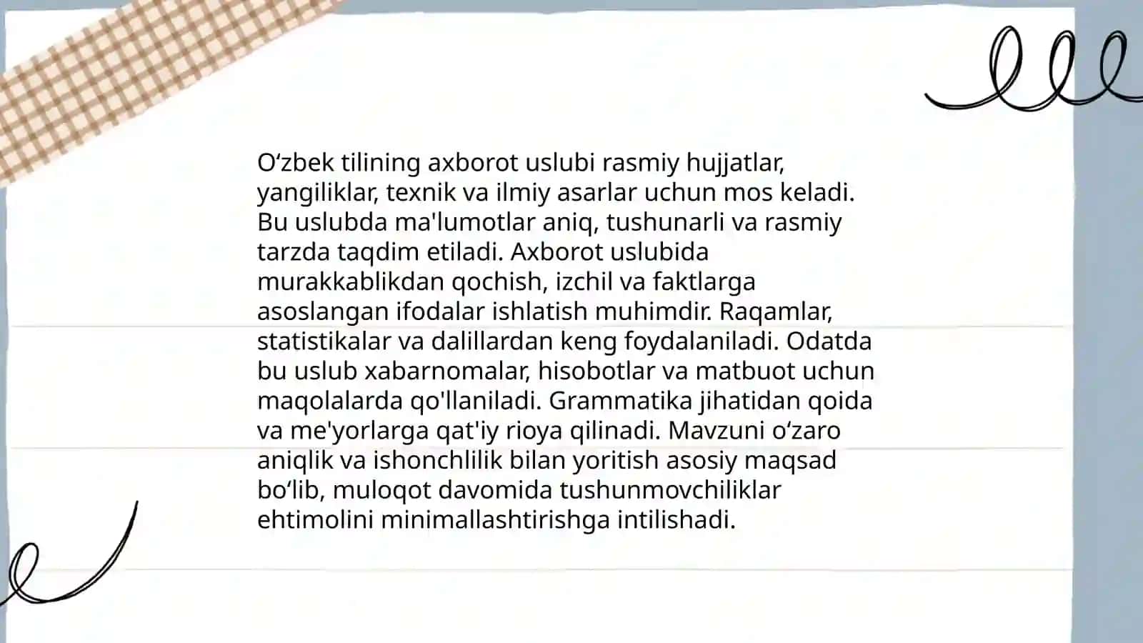 Oʻzbek tilining axborot uslubi haqida 3