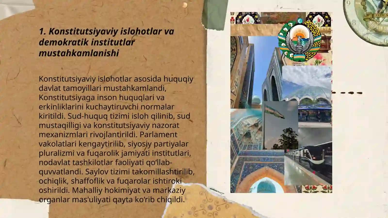 Oʻzbekistonda demokratik fuqarolik jamiyati asoslarining shakllanishi amalga oshirilgan siyosiy islohotlar Abdulxanonova Mavjudaxon 3